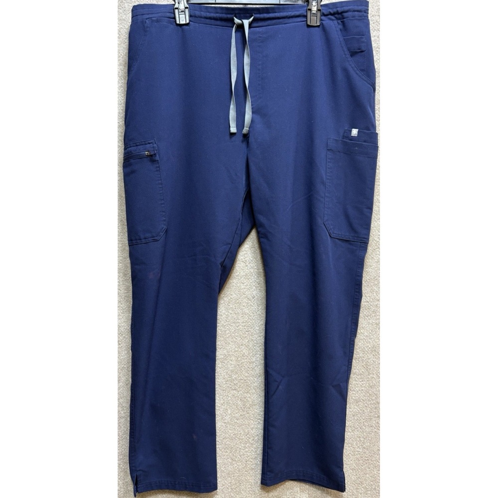 Figs Woman's Dark Blue Scrub Pants XL Drawstring Technical Collection Cargo